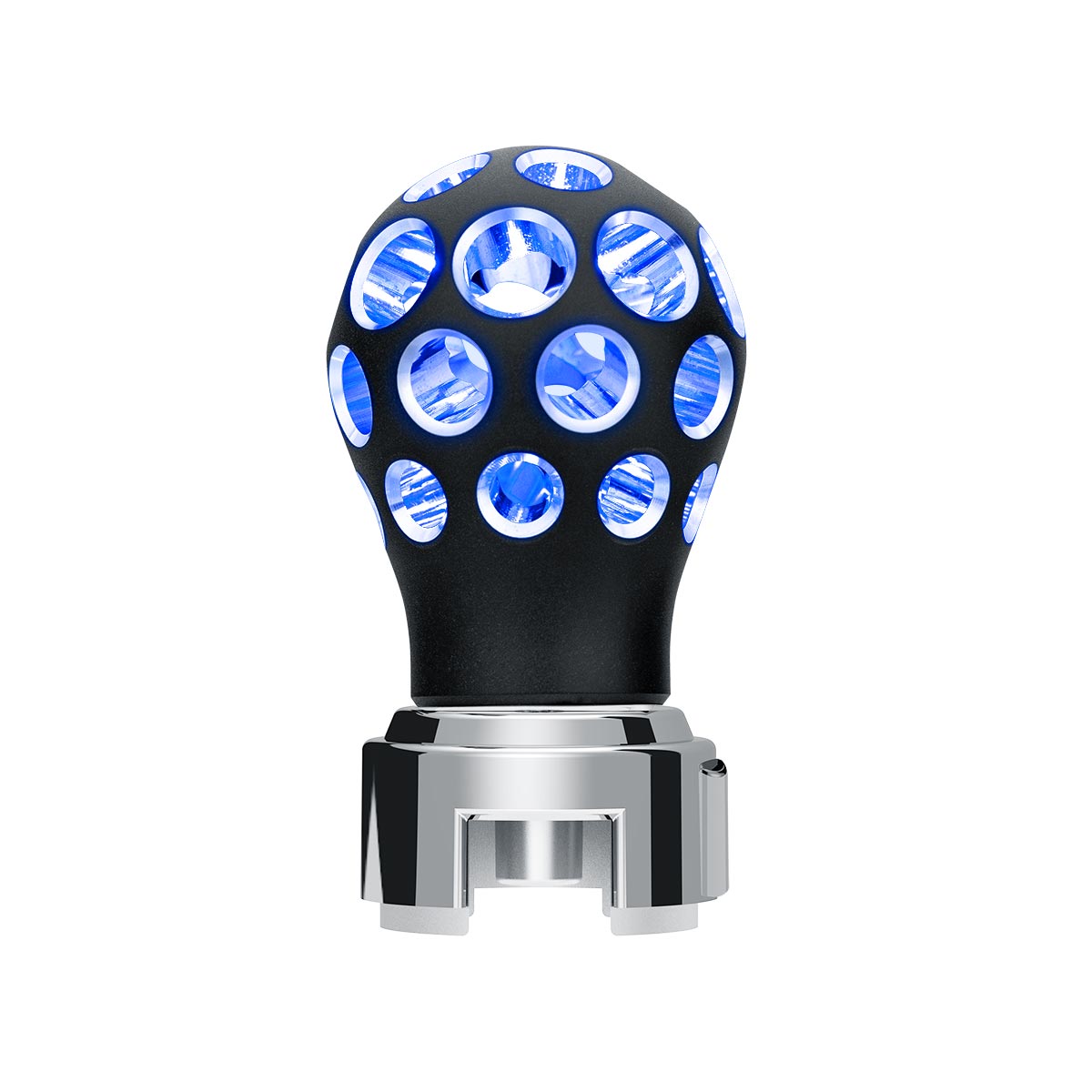 Thread-On Matte Black Phoenix Style Ball Gearshift Knob With LED 13/15/18 Speed Adapter-Blue LED
