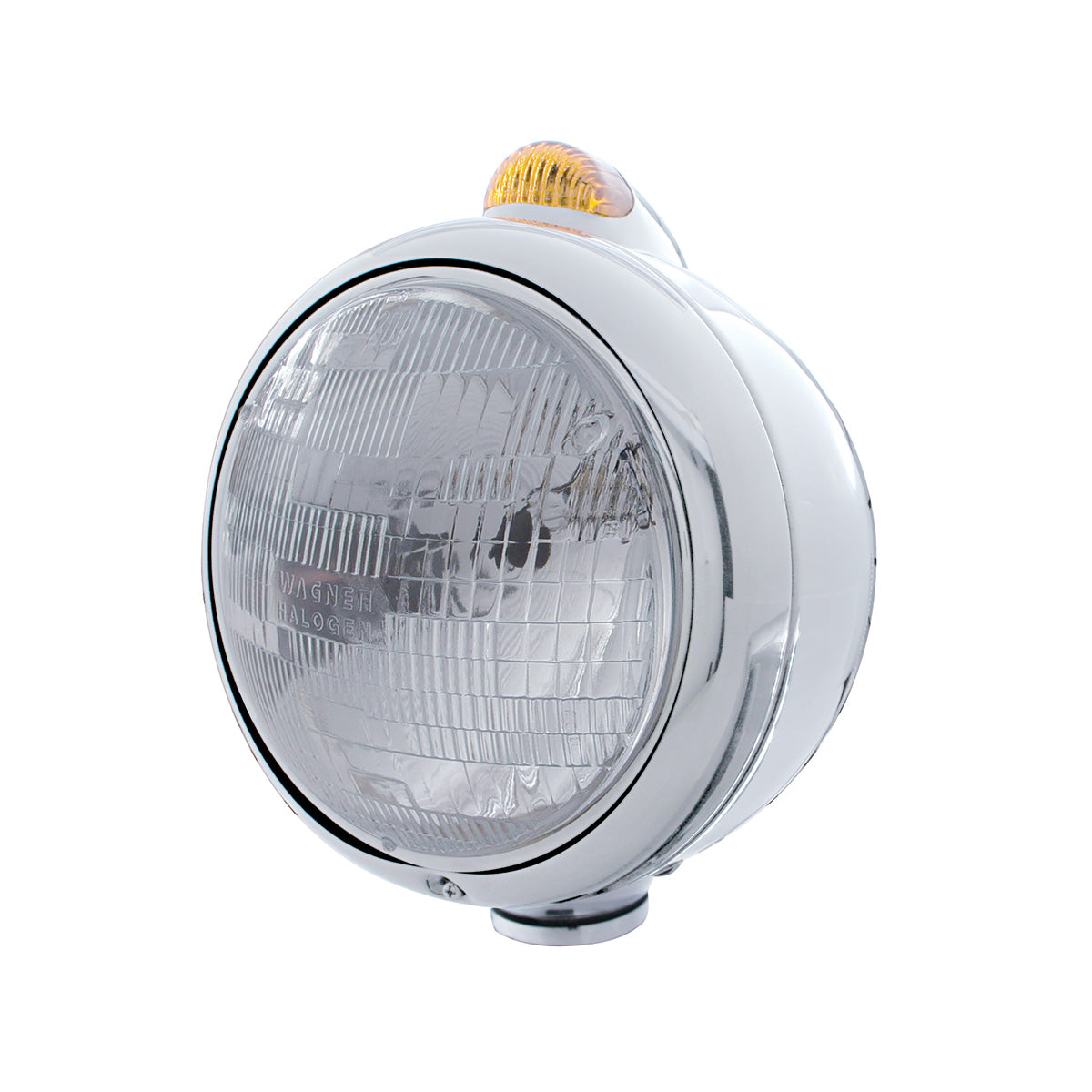 Chrome Guide 682-C Headlight H6024 & Dual Mode LED Signal - Amber Lens