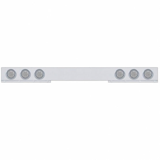Stainless 1 Piece Rear Light Bar With 6X 7 LED 4" Reflector Lights & Visors - Red LED/Clear Lens