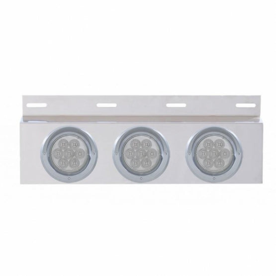 Stainless Top Mud Flap Plate With 3X 7 LED 4" Lights & Visors - Red LED/Clear Lens (Each)