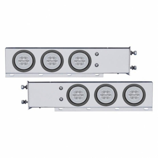 3-3/4" Bolt Pattern Deluxe SS Spring Loaded Bar W/6X 21 Red LED 4" GloLight -Clear Lens (Pair)