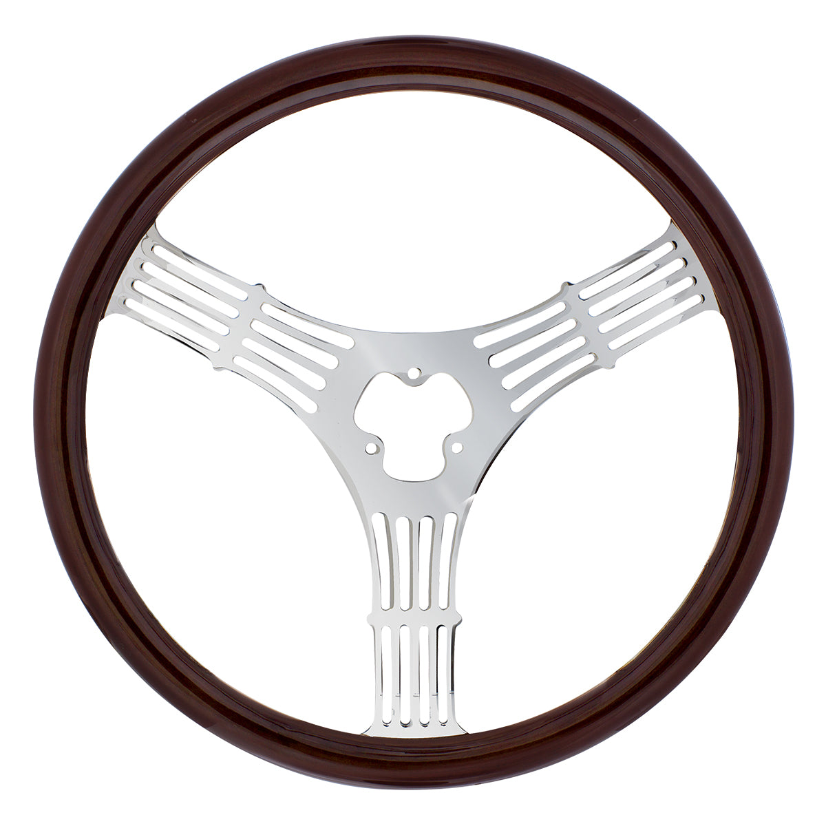 18" 3-Spoke Stamped Steel Steering Wheel With Wood Grip - Banjo