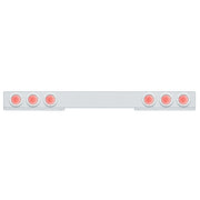 Stainless 1 Piece Rear Light Bar With 6X 36 LED 4" Lights & Bezels - Red LED/Clear Lens