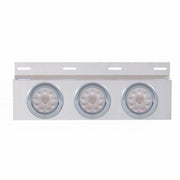 Stainless Top Mud Flap Plate With 3X 10 LED 4" Lights & Visors - Red LED/Clear Lens (Each)