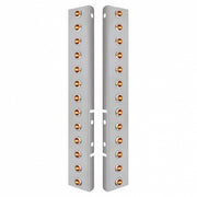 SS Front Air Cleaner Bracket With 26X 3 Amber LED Dual Function 3/4" Mini Lights & SS Bezels For Peterbilt-Amber Lens