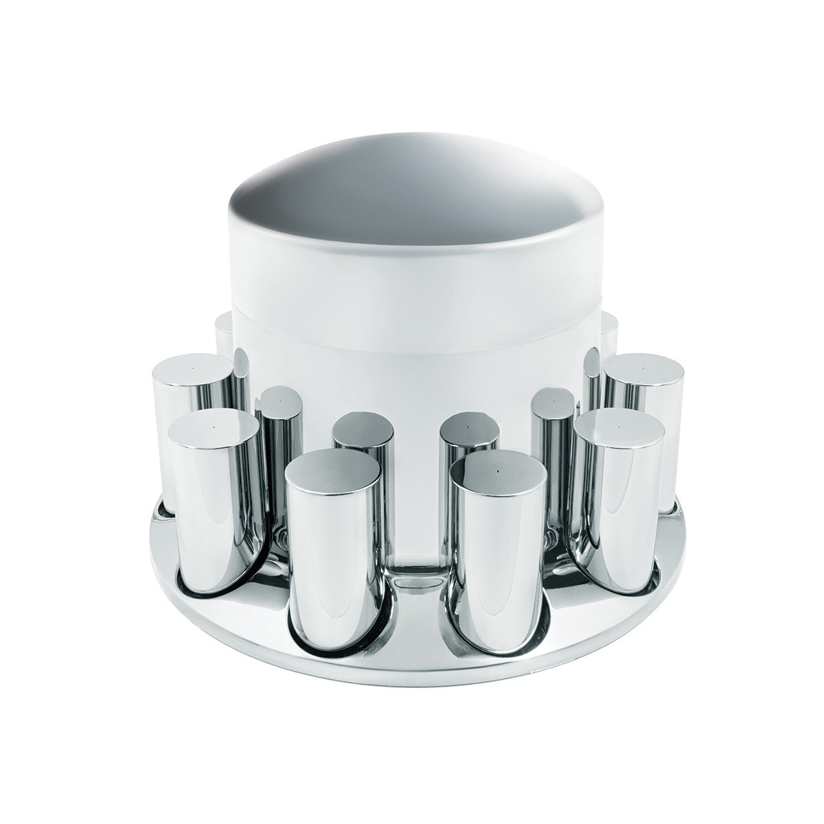 Chrome Plastic Extra Tall Rear Axle Cover With 33mm Thread-On Tall Cylinder Nut Covers