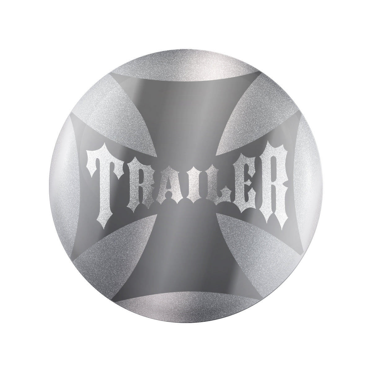 "Trailer" Maltese Cross Air Valve Knob Candy Color Sticker Only - Liquid Silver
