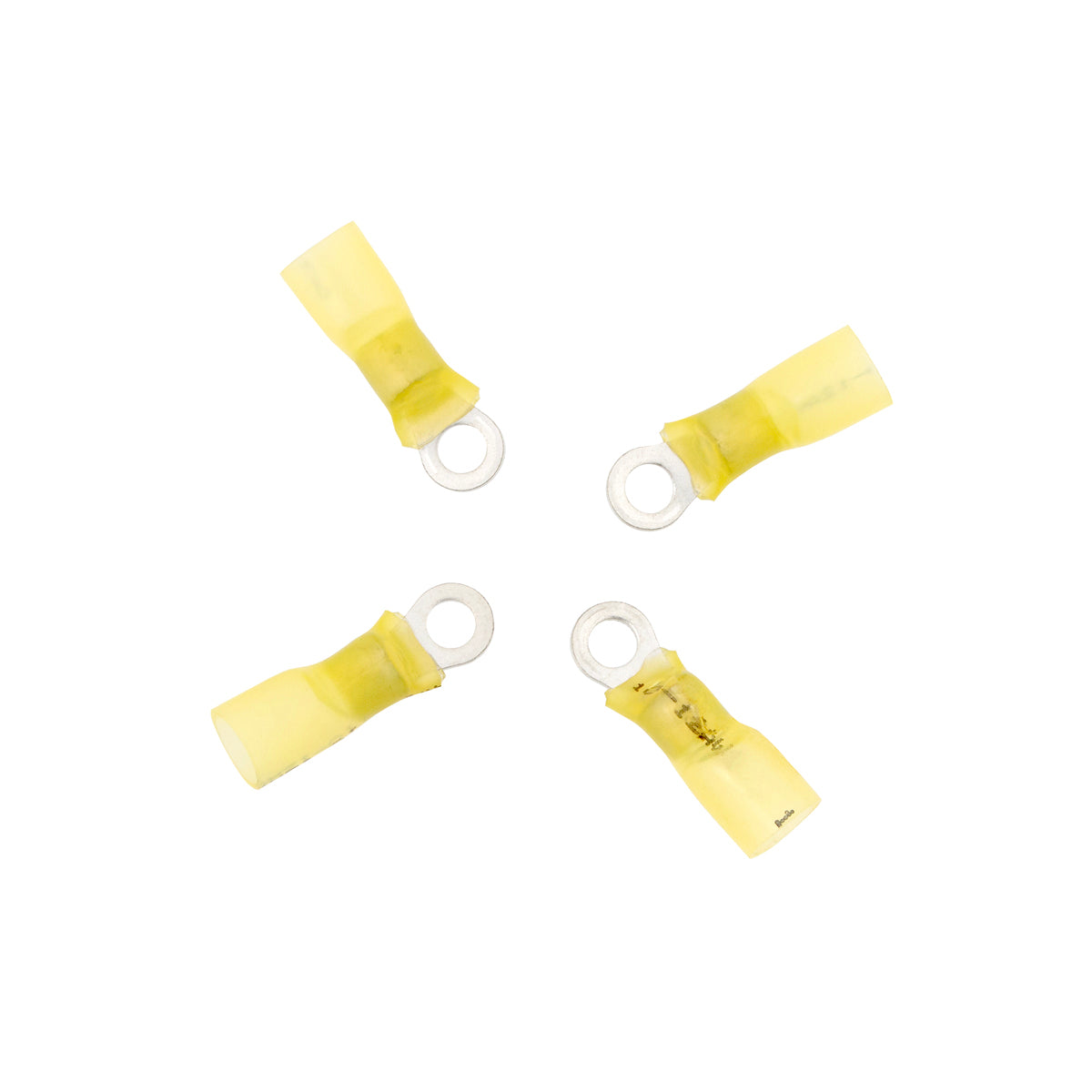 12-10 AWG #10 Stud CS Heat Shrink Ring Terminal - Yellow (4-Pack)