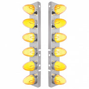 SS Front Air Cleaner Brkt With 12X 9 Amber Hi/Lo LED GloLight Watermelon Grakon Lights For Peterbilt-Clear Lens