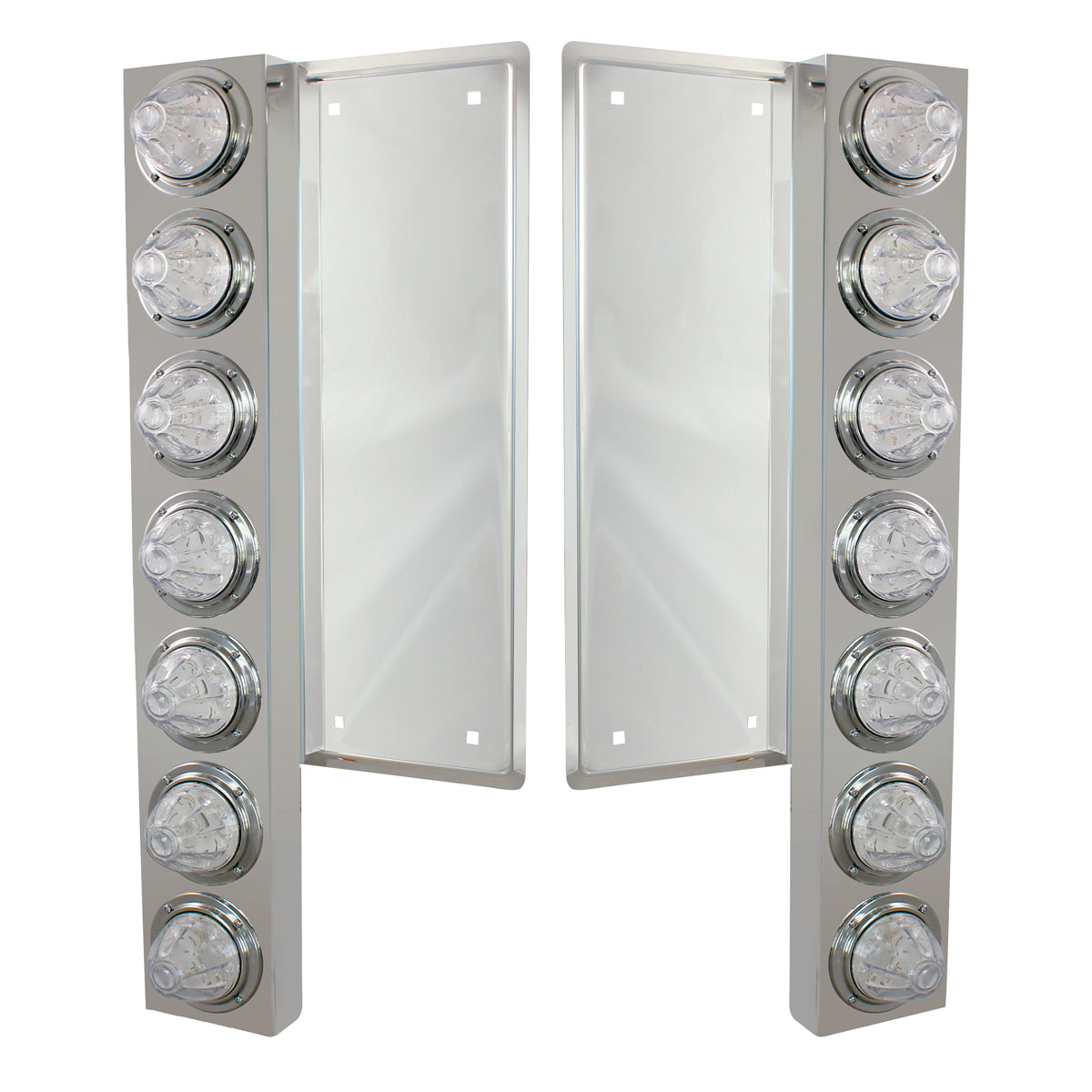 FL SS Front Air Cleaner Bracket With 12X 11 LED Watermelon Lights & Bezels -Amber LED/Clear Lens