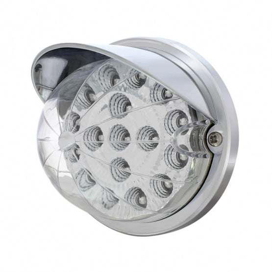 17 LED Watermelon Clear Reflector Flush Mount Kit With Visor - Amber LED/Clear Lens
