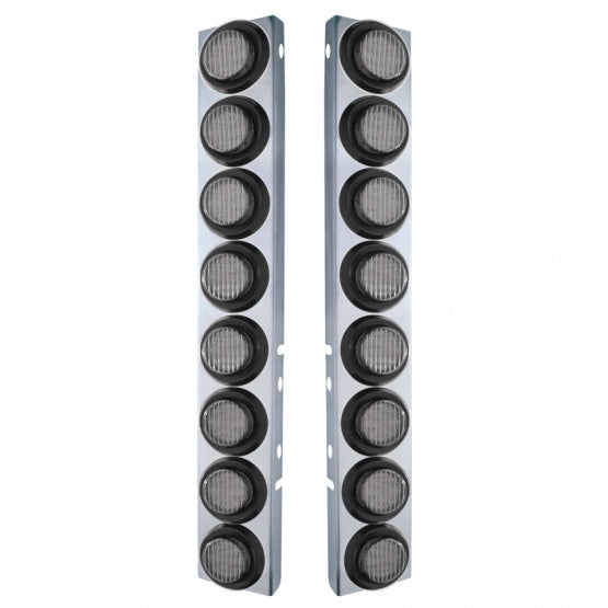 SS Front Air Cleaner Bracket With 16X 9 LED 2" Lights For Peterbilt-Amber LED/Clear Lens