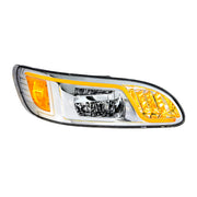 Chrome LED Headlight With LED Turn, Position, & DRL For Peterbilt 386(2005-2015) & 387(1999-2010)- Passenger