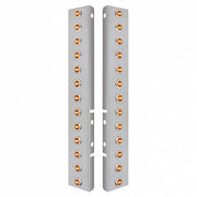 SS Front Air Cleaner Brkt With 26X 3 Amber LED Dual Function 3/4" Mini Lights & SS Bezels For Peterbilt-Clear Lens