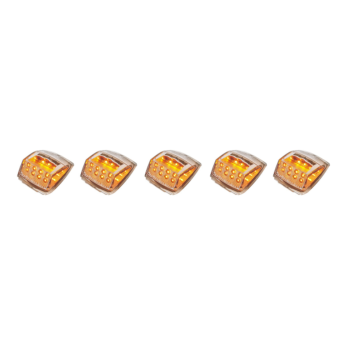 17 LED Reflector Square Cab Light - Amber LED/Clear Lens (5-Pack)