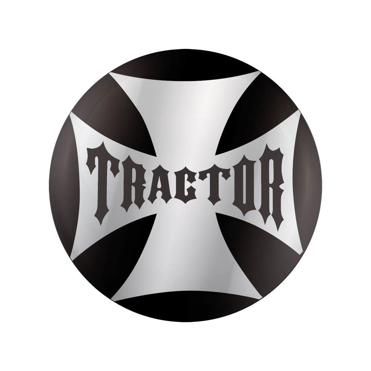 "Tractor" Maltese Cross Air Valve Knob Candy Color Sticker - Glossy Black