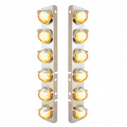 SS Front Air Cleaner Brkt With 12X 9 Amber Hi/Lo LED Watermelon GloLight & Visors For Peterbilt-Clear Lens
