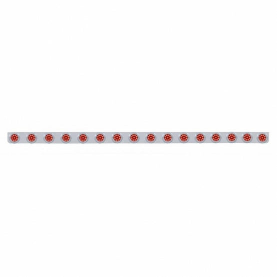 79-1/2" SS Bumper Light Bracket With 16X 9 LED 2" Reflector Lights & Bezels -Red LED & Lens