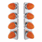 SS Front Air Cleaner Bracket With 8X 19 LED Watermelon Lights & Bezels For Peterbilt-Amber LED/Dark Amber Lens
