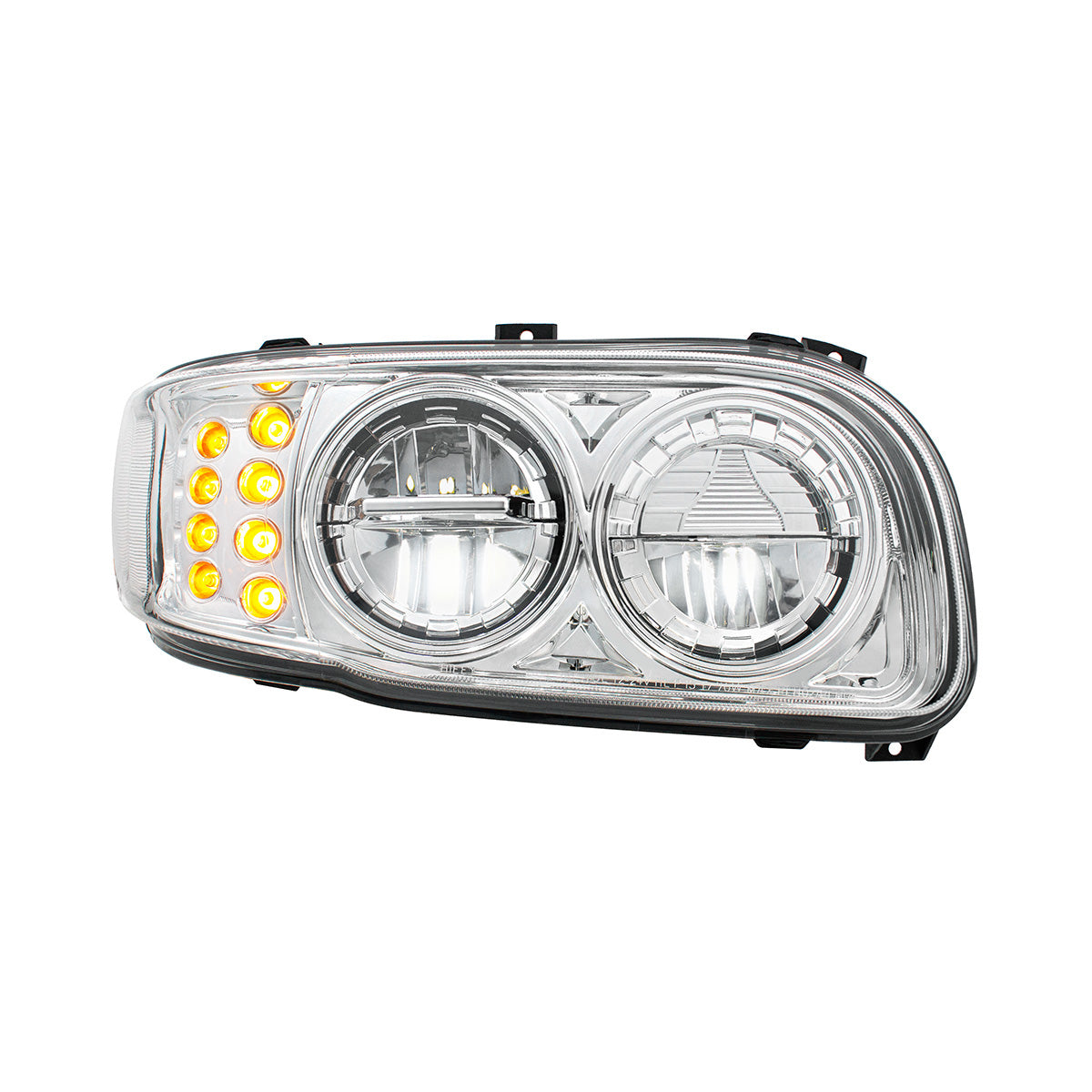 High Power LED Chrome Headlight With 8 LED Turn & 4 LED Position Light For 2008-2024 Peterbilt 389-Passenger