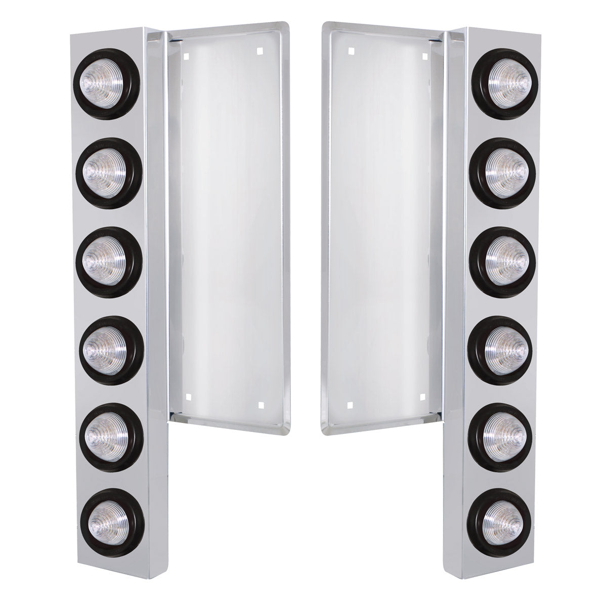 FL SS Front Air Cleaner Bracket W/12X 9 LED 2" Beehive Lights -Amber LED/Clear Lens