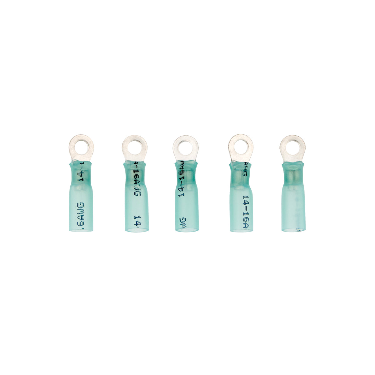 16-14 AWG #8 Stud CS Heat Shrink Ring Terminal - Blue (5-Pack)