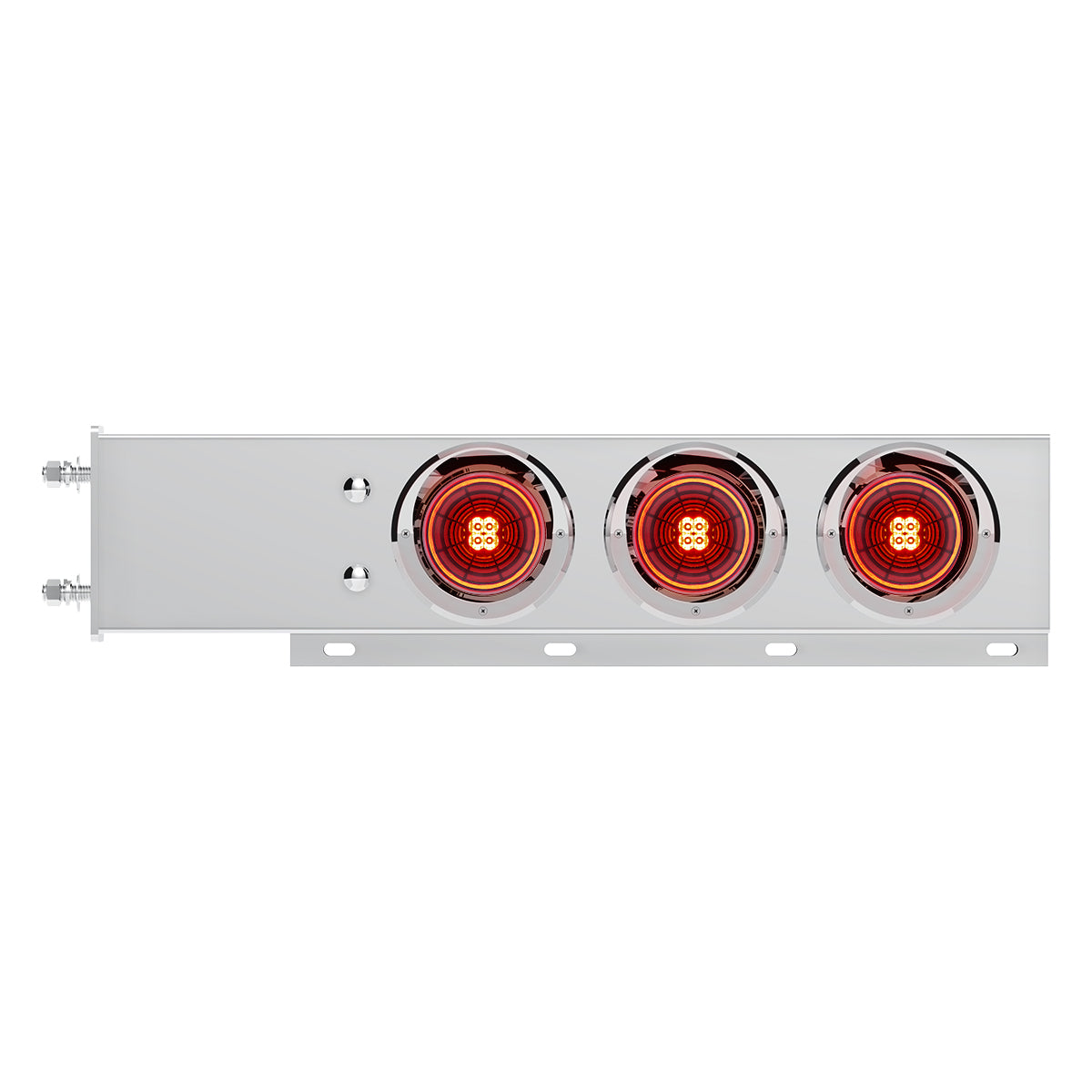 3-3/4" Bolt Pattern SS Spring Loaded Bar With 6X 4" 13 LED Abyss Lights & Visors - Red LED/Red Lens (Pair)