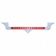 Chrome Hood Emblem Trim With 14 LED Light Bar For Kenworth - Red LED/Red Lens