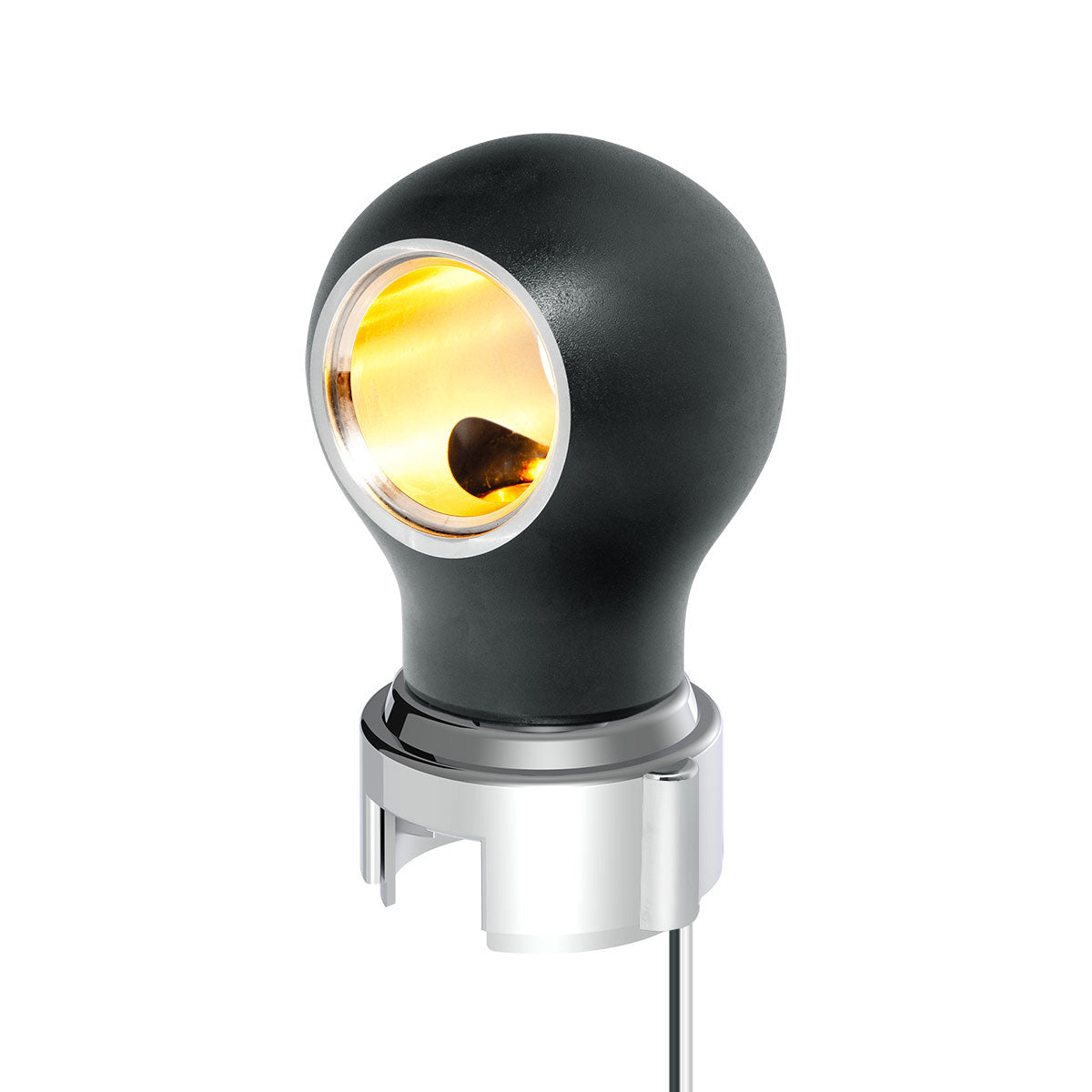 Thread-On Matte Black Charlotte Style Gearshift Knob With LED 13/15/18 Speed Adapter-Amber LED