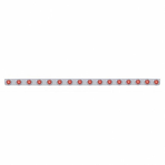 79-1/2" SS Bumper Light Bracket With 16X 9 LED 2" Beehive Lights & Bezels -Red LED & Lens