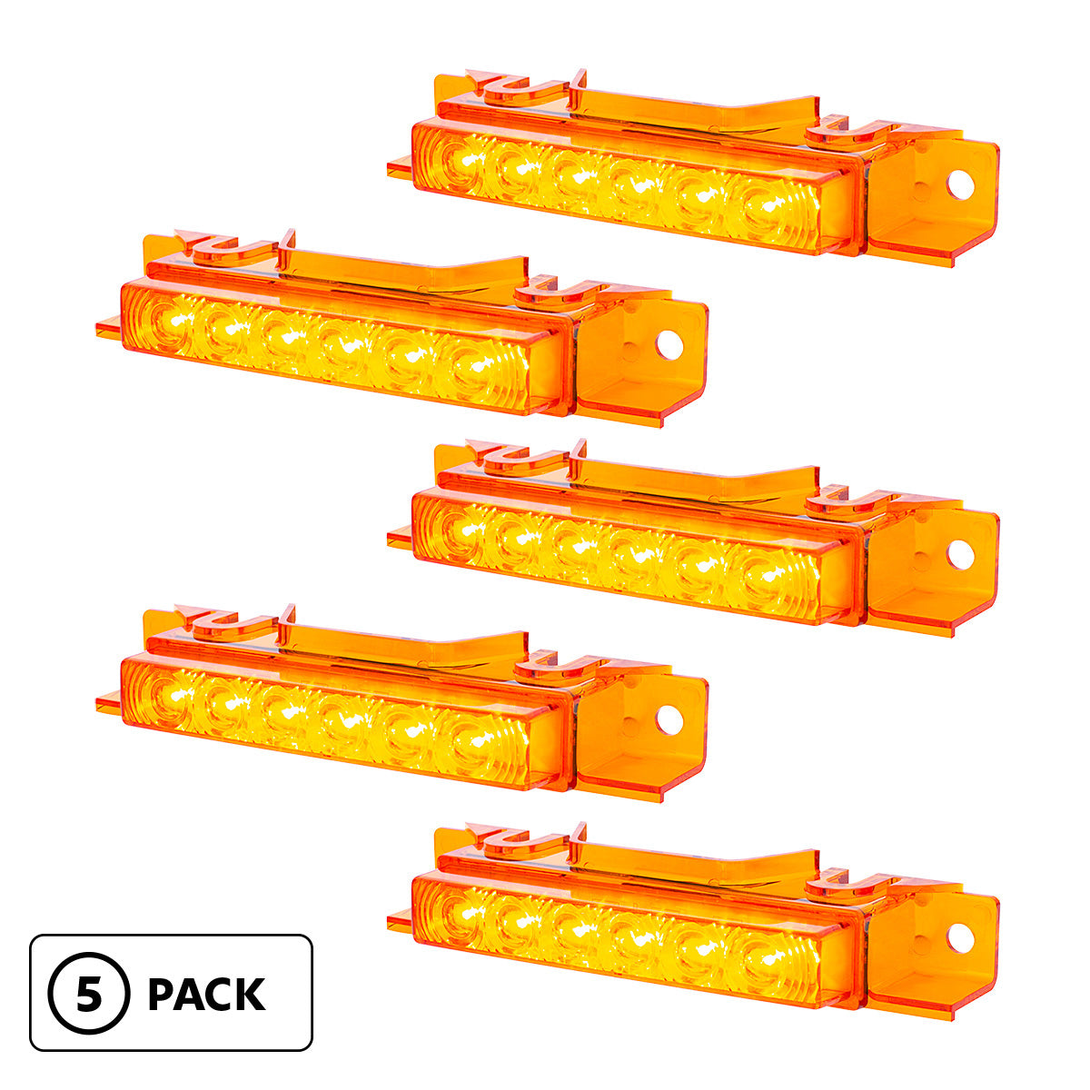 6 LED Competition Series Exterior Visor Light For 1996-2024 Volvo VNL-Amber LED/Amber Lens (5 Pcs)