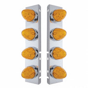 SS Front Air Cleaner Bracket With 8X 19 LED Watermelon Lights & Bezels For Peterbilt-Amber LED & Lens