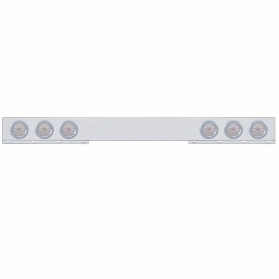 Chrome 1 Piece Rear Light Bar With Six 10 LED 4" Lights & Bezels - Red LED/Clear Lens