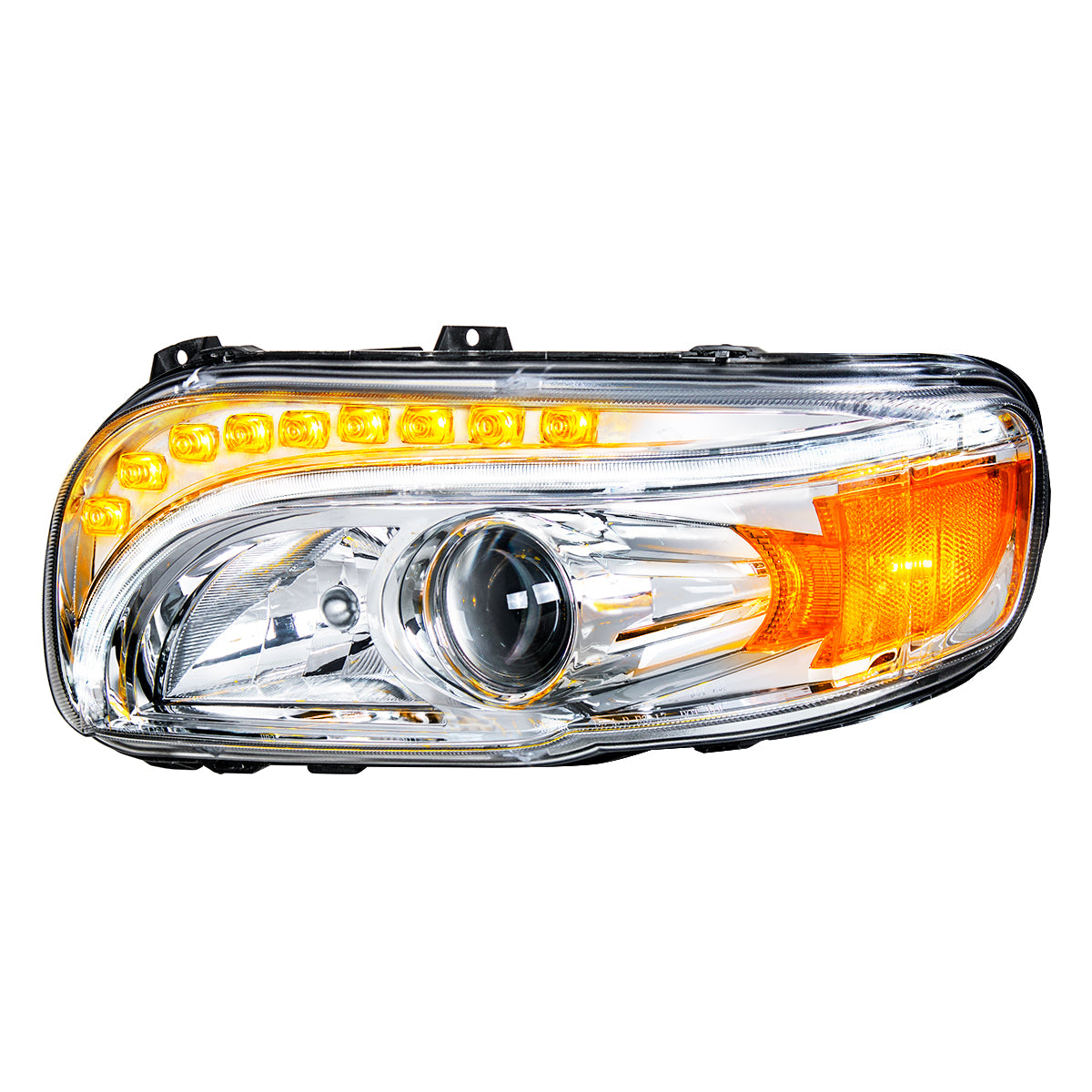Chrome Projection Headlight With LED Turn & DRL For Peterbilt 389 (2008-2023) & 388 (2008-2015)- Driver