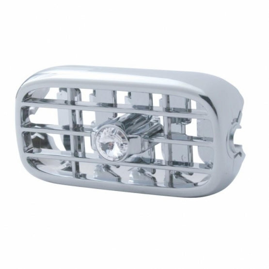 Chrome Plastic A/C Vent With Color Crystal For Peterbilt (2006+) - Clear Crystal