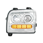 High Power 10 LED Chrome Headlight With 24 LED Turn & 100 LED Halo For 2019-2024 Kenworth W990-Driver