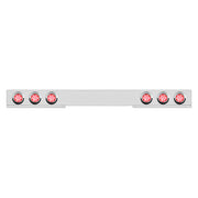 Chrome 1 Piece Rear Light Bar With Six 7 LED 4" Reflector Lights & Visors - Red LED/Clear Lens