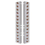 SS Front Air Cleaner Bracket With 26X 3 LED 3/4" Mini Lights & Visors For Peterbilt-Amber LED & Lens
