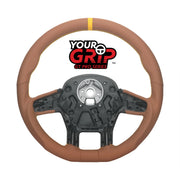 18" YourGrip GT PRO Leather Steering Wheel For 2012-2021 Peterbilt 579 & 2013-2021 Kenworth T680-Brown