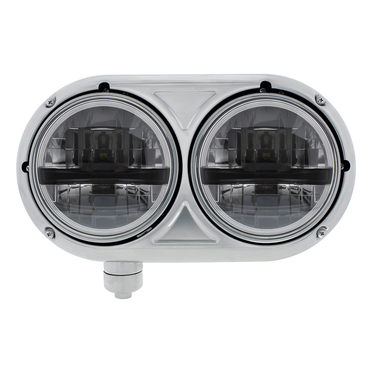 Headlight Assembly With 304 SS Housing & LED Headlights With Black Inner Bar For Peterbilt 359 - Driver