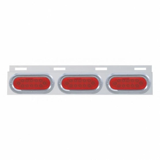 Stainless Top Mud Flap Plate With Three 12 LED Lights & Visor - Red LED/Red Lens (Each)