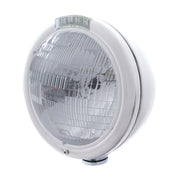 Chrome Classic Headlight H6024 Bulb & LED Turn Signal - Clear Lens