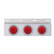 Stainless Top Mud Flap Plate With 3X 10 LED 4" Lights & Visors - Red LED/Red Lens (Each)