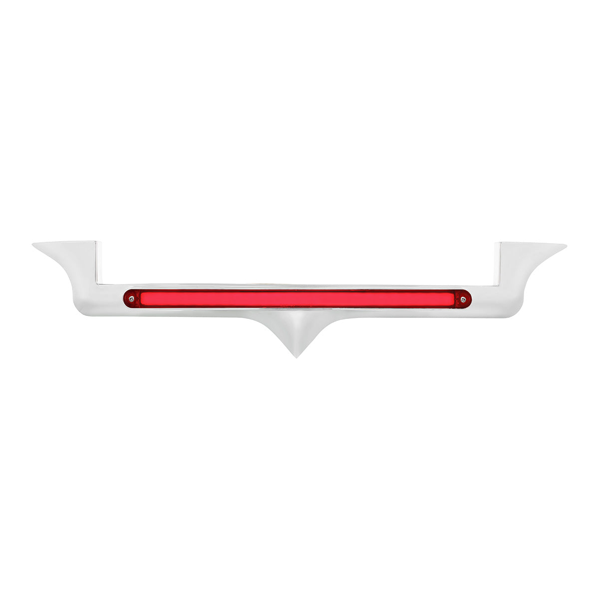 Chrome Hood Emblem Trim With 24 LED GloLight Bar For Kenworth - Red LED/Red Lens