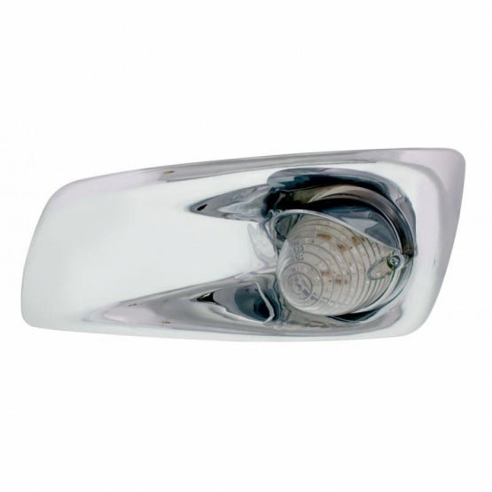 Fog Light Cover With 19 LED Beehive Light & Visor For 2007-17 KW T660 (Driver) - Amber LED/ Clear Lens