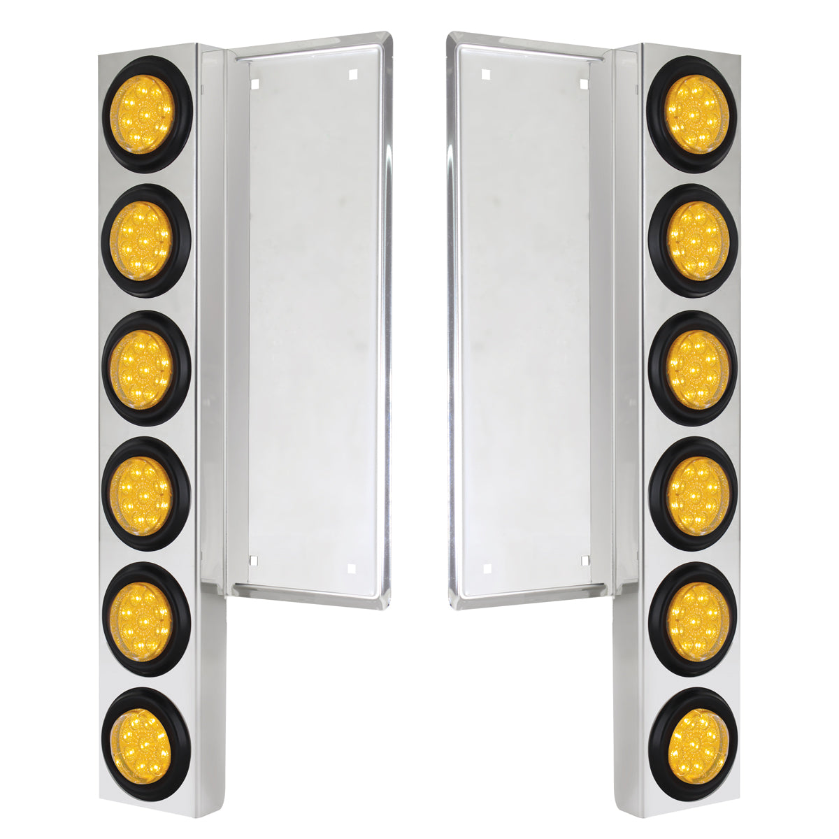 FL SS Front Air Cleaner Bracket With 12X 9 LED 2" Reflector Lights -Amber LED & Lens