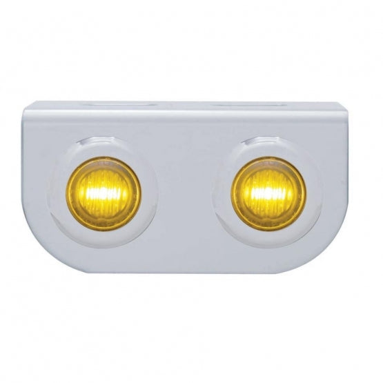 Stainless Light Bracket With 2X 3 LED 3/4" Mini Lights - Amber LED/Amber Lens