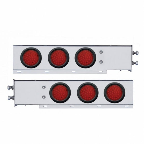 2.5" Bolt Pattern Chrome Spring Loaded Bar W/6X 36 LED 4" Lights -Red LED & Lens (Pair)