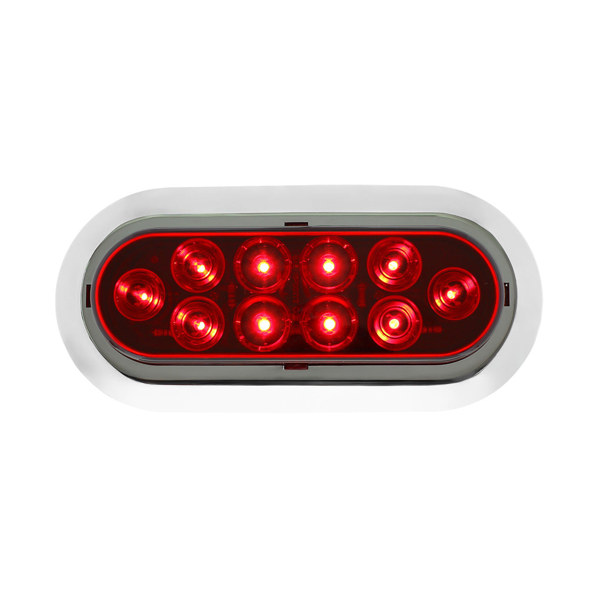 10 LED 6" Oval Light With Bezel (Stop, Turn & Tail) - Red LED/Red Lens
