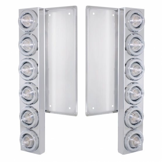 FL SS Front Air Cleaner Bracket W/12X 9 LED 2" Beehive Lights & Bezels -Amber LED/Clear Lens
